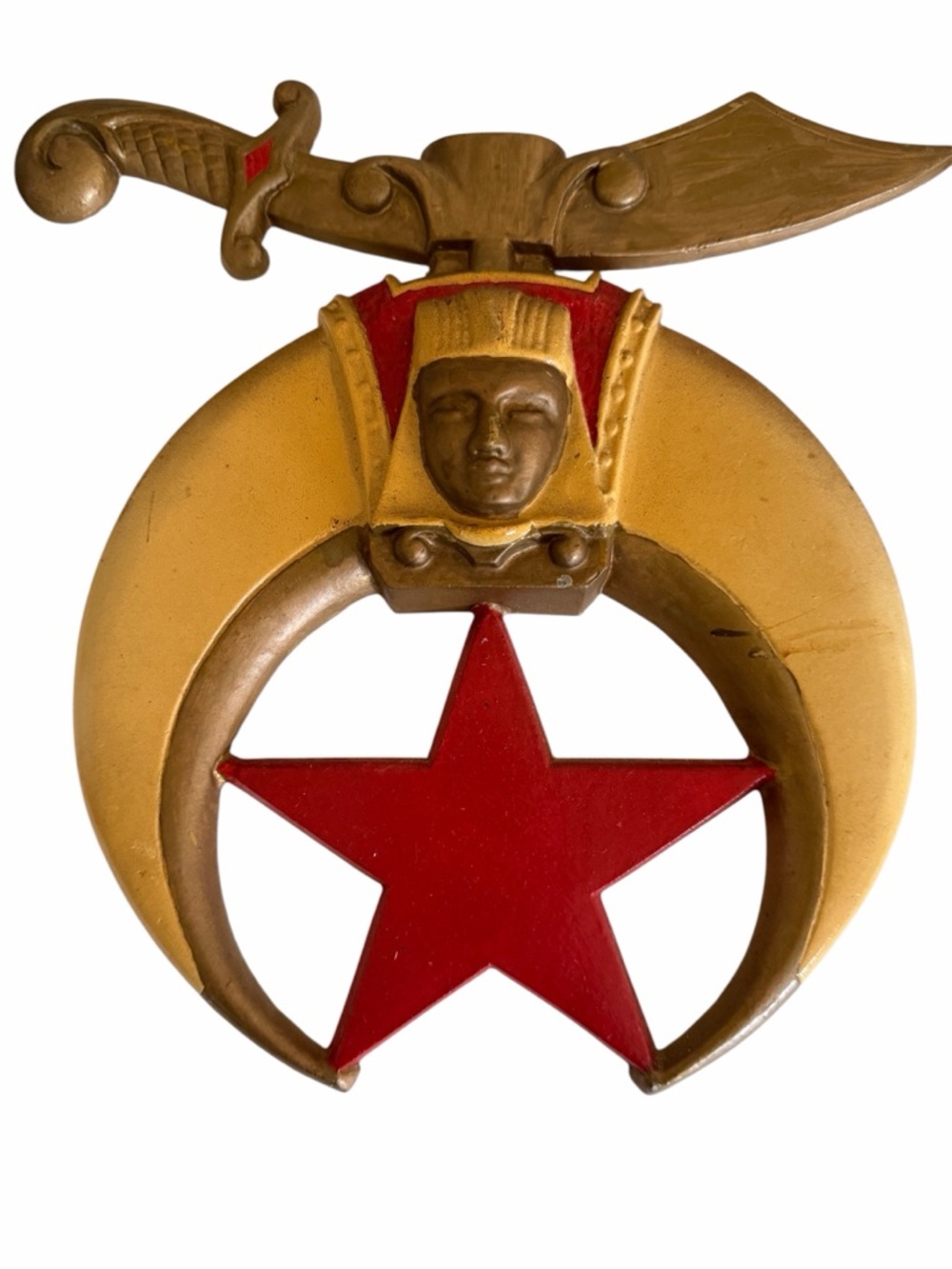 Vintage Crescent & Scimitar Shriners Masonic Cast Metal Wall Plaque